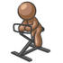 #36065 Clip Art Graphic of a Brown Guy Character Using a Stationary Bike by Jester Arts