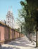 #41023 Stock Photo Of A Tree Lined Sidewalk Along A Wall By The Temple In Salt Lake City, Utah by JVPD