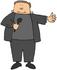 #41104 Clip Art Graphic of a Caucasian Host Announcing A Guest On A Tv Show, Holding A Mic by DJArt