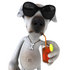 #43111 Royalty-Free (RF) Clipart Illustration of a 3d Jack Russell Terrier Dog Mascot Wearing Sunglasses And Sipping a Drink - Pose 1 by Julos