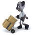 #43378 Royalty-Free (RF) Clipart Illustration of a 3d Siamese Cat Mascot Moving Boxes On A Dolly - Pose 1 by Julos