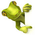 #43388 Royalty-Free (RF) Illustration of a 3d Green Gecko Mascot Looking Around And Pointing At A Blank Sign by Julos