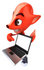 #43424 Royalty-Free (RF) Illustration of a 3d Red Fox Mascot Holding A Laptop - Pose 5 by Julos