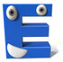#43692 Royalty-Free (RF) Illustration of a 3d Blue Alphabet Letter E Character With Eyes And A Mouth by Julos