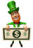 #43848 Royalty-Free (RF) Illustration of a Friendly 3d Leprechaun Man Mascot Holding A Large Dollar Bill - Version 4 by Julos