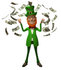 #43859 Royalty-Free (RF) Illustration of a Friendly 3d Leprechaun Man Mascot Throwing Cash - Version 1 by Julos