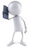 #44093 Royalty-Free (RF) Illustration of a 3d White Man Mascot Holding A Cell Phone - Version 1 by Julos