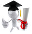 #44127 Royalty-Free (RF) Illustration of a 3d White Man Mascot Graduate Holding A Diploma - Version 7 by Julos
