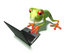 #44240 Royalty-Free (RF) Illustration of a Cute Green 3d Frog Using A Laptop - Pose 3 by Julos