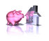 #44286 Royalty-Free (RF) Illustration of a 3d Pink Piggy Bank By A Silver House - Pose 5 by Julos