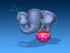 #44371 Royalty-Free (RF) Illustration of a 3d Blue Elephant Mascot Standing On A Circus Ball And Spraying Water - Pose 1 by Julos