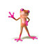 #44508 Royalty-Free (RF) Illustration of a Cute 3d Pink Tree Frog Mascot Waving - Pose 3 by Julos