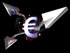 #44602 Royalty-Free (RF) Illustration of a 3d Euro Symbols With Three Branching Arrows - Version 1 by Julos