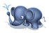 #44645 Royalty-Free (RF) Illustration of a 3d Blue Elephant Mascot Spraying Water - Pose 6 by Julos