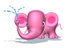 #44654 Royalty-Free (RF) Illustration of a 3d 3d Pink Elephant Mascot Spraying Water - Pose 1 by Julos