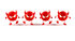 #44689 Royalty-Free (RF) Illustration of a Row Of 3d Red Devil Mascots Marching Forward - Version 2 by Julos