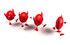 #44691 Royalty-Free (RF) Illustration of a Row Of Red 3d Devil Mascots Walking In A Line - Version 1 by Julos