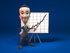 #44809 Royalty-Free (RF) Illustration Of A 3d White Businessman Mascot Discussing Statistics - Version 1 by Julos