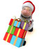 #46338 Royalty-Free (RF) Illustration Of A 3d Big Nose Santa Mascot Pushing Gifts On A Dolly - Version 4 by Julos