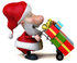 #46340 Royalty-Free (RF) Illustration Of A 3d Big Nose Santa Mascot Pushing Gifts On A Dolly - Version 3 by Julos