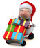 #46345 Royalty-Free (RF) Illustration of a 3d Big Nose Santa Mascot Pushing Gifts On A Dolly - Version 2 by Julos