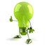 #46762 Royalty-Free (RF) Illustration Of A Green 3d Glass Light Bulb Mascot Giving The Thumbs Up - Version 2 by Julos