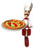 #47875 Royalty-Free (RF) Illustration Of A 3d Gourmet Chef Mascot Delivering Pizza On A Scooter - Version 4 by Julos