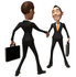 #48181 Royalty-Free (RF) Illustration Of A 3d White Collar Businessman Mascot Shaking Hands With A Colleague - Version 2 by Julos