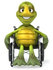 #49444 Royalty-Free (RF) Illustration Of A 3d Green Turtle Mascot Using A Wheelchair - Version 1 by Julos