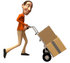 #49739 Royalty-Free (RF) Illustration Of A 3d White Man Moving Boxes On A Dolly - Version 3 by Julos
