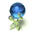 #49823 Royalty-Free (RF) Illustration Of A 3d Green Crystal Man Carrying A Globe - Version 3 by Julos