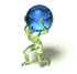 #49825 Royalty-Free (RF) Illustration Of A 3d Green Crystal Man Carrying A Globe - Version 2 by Julos