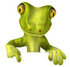 #50031 Royalty-Free (RF) Illustration Of A 3d Green Gecko Mascot Pointing Down At And Standing Behind A Blank Sign - Pose 1 by Julos