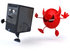 #50046 Royalty-Free (RF) Illustration Of A 3d Computer Case Mascot Running From A Devil Virus - Version 3 by Julos