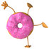 #50703 Royalty-Free (RF) Illustration Of A 3d Pink Frosted Doughnut Doing A Hand Stand by Julos