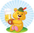 #56194 Royalty-Free (RF) Clip Art Of An Oktoberfest Teddy Bear Eating A Pretzel And Drinking Beer by pushkin