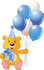 #56201 Royalty-Free (RF) Clip Art Of A Teddy Bear With A Gift, Party Hat And Blue Balloons by pushkin