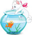 #56216 Royalty-Free (RF) Clip Art Illustration Of A White Kitten Hanging On And Reaching Into A Goldfish Bowl by pushkin