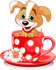 #56244 Clipart Illustration Of An Adorable Puppy Dog In A Red Polka Dotted Tea Cup by pushkin