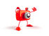 #60963 Royalty-Free (RF) Illustration Of A 3d Red Camera Boy Character Waving - Version 3 by Julos