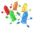 #61263 Royalty-Free (RF) Illustration Of A 3d Group Of Colorful Happy Condom Characters Jumping by Julos