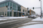 Snowfall at the Public Library in Medford, Oregon