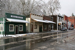 Buildings in Historic Jacksonville, Oregon with Snow
