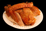Turkey Drumstick, Wing, White Meat, and Dark Meat on a Plate