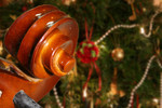Decorated Christmas Tree and Viola Scroll
