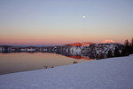 February Sunset at Crater Lake, Oregon, Full Moon