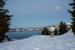 Evergreens Framing Crater Lake Under a Full Moon