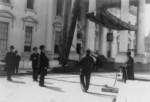 Calvin Coolidge Watching Men Working on the White House