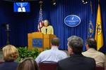 Director of the CDC Julie Gerberding Addressing Reporters at a News Conference