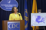 CDC Director Julie Louise Gerberding Speaking at an August, 2003 West Nile Virus Press Briefing
